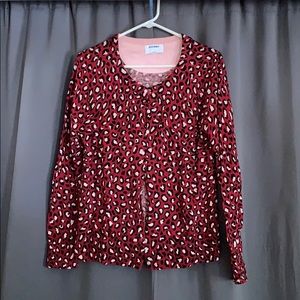 Red leopard print cardigan